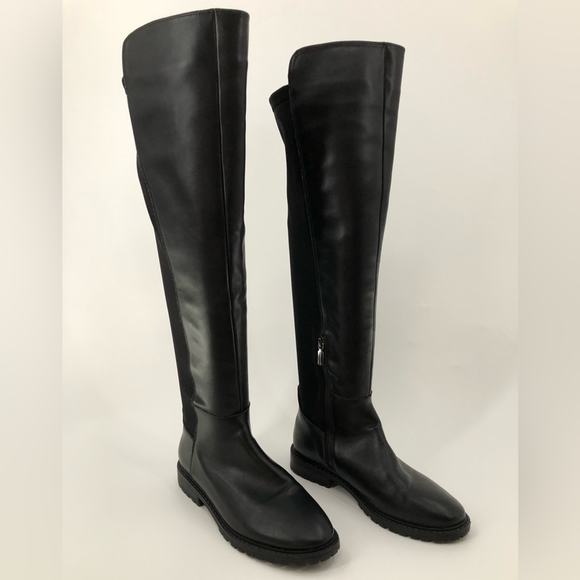 Blondo 8 leather Over the Knee Boots zipper stretch riding high lug sole - Picture 1 of 12